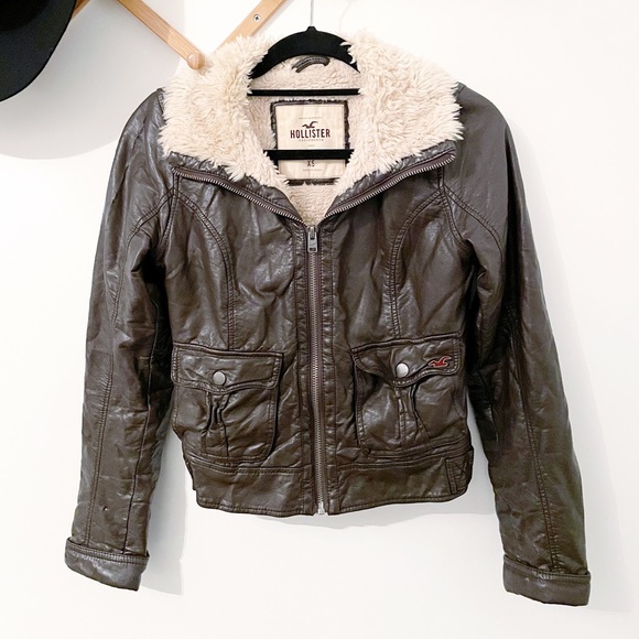 Brown Shearling Lined Faux-Leather Jacket - Picture 2 of 6